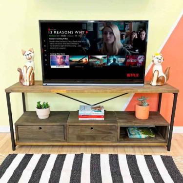 Imagem de Rack de TV Industrial de Ferro e Madeira Style Square 2 Nichos de Gave