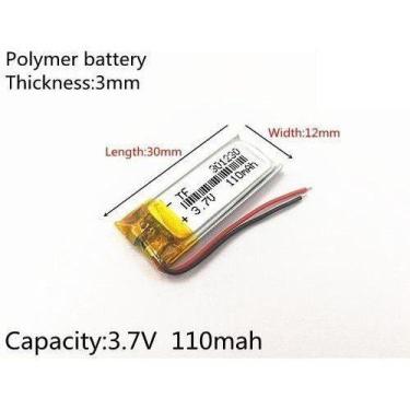 Imagem de Bateria 3,7v 110 Mah 3mm X 12mm X 30mm  C/2 Fios Ml - bgb