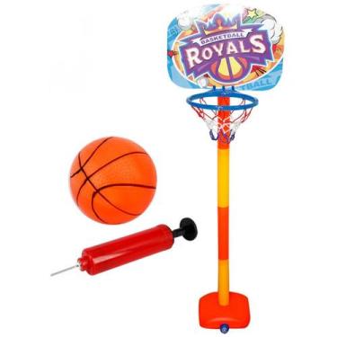 Imagem de Kit Basquete Tabela Aro Bola E Inflador Brinquedo Infantil Criança - W