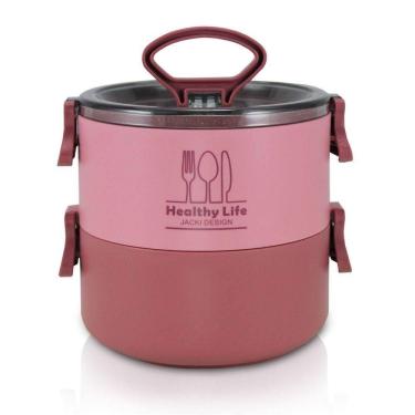 Imagem de Pote Marmita De 2 Andares 1600ml Concept Rosa