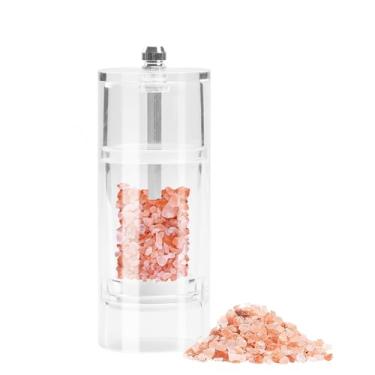 Imagem de SHIKORI Moedor de pimenta de acrílico transparente, saleiro e pimenteiro, moedor de sal, moedor de pimenta, recarregável com rotor de cerâmica de grossura ajustável, 14 cm