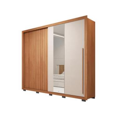 Imagem de Guarda-roupa Casal 4 Gavetas 2 Portas Caemmun Romanus, Freijó e Off Wh