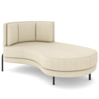 Imagem de Chaise Longue Divã 164cm Braço Esquerdo Logus D06 Linho Creme - Mpozen