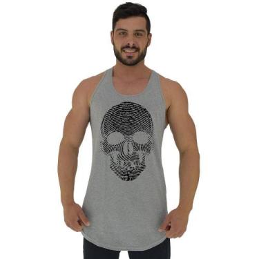 Imagem de Regata Longline Estampada Masculina MXD Conceito Caveira Digital, Cinz