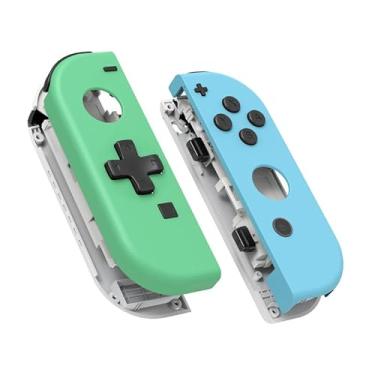 Imagem de eXtremeRate – Caixa de controle portátil Joycon (Versão D-Pad) com botões completos, capa de reposição DIY para Nintendo Switch Joy-Con – Console Shell não incluído, Mint Green & Heaven Blue