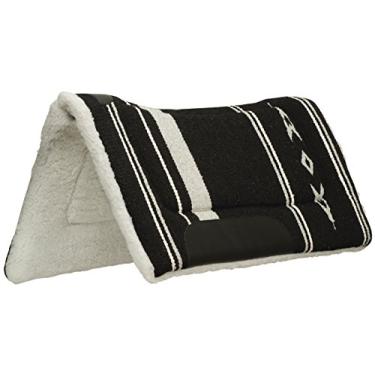 Imagem de Weaver Equine 81.3 cm x 81.3 cm Almofada de sela de cavalo de acrílico contornado, almofada de sela ocidental com absorção de choque para proteção, suprimentos equinos duráveis, preto/cinza