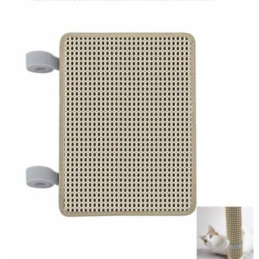 Imagem de LAJEF Lixa de unha para gatos enrolada em torno de poste arranhador de gatos, 35 x 29 cm, almofada para arranhões para gatos que lixa as unhas, protege o poste