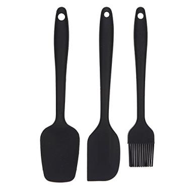 Imagem de Seribrmo Conjunto de espátula de silicone resistente ao calor de 3 peças, conjunto de utensílios de cozinha de silicone antiaderente com diferentes formas, espátula de mistura para gelar, regar,