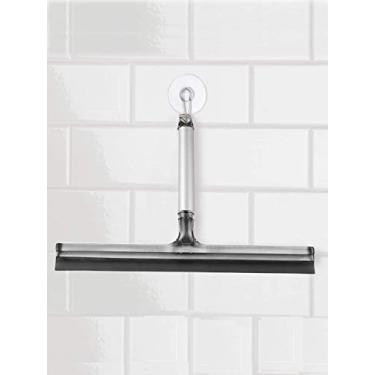 Imagem de InterDesign Metro – Porta de chuveiro de alumínio à prova de ferrugem, janela e espelho com gancho de armazenamento de sucção – Fumê/Prata