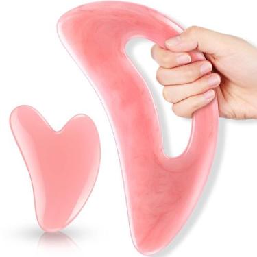 Imagem de Conjunto de Massagem Body Guasha Gua Sha com Alça - Placa de Pedra Nat