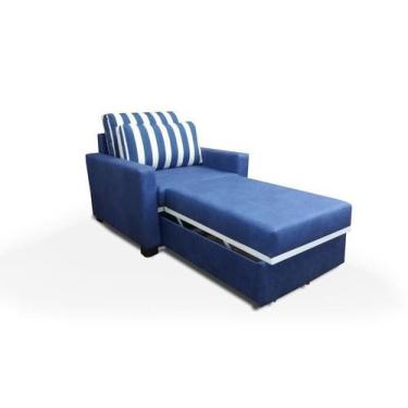 Imagem de Poltrona Cama Solteiro Modelo Meca Com Mecanismo Na Cor Azul - Casa Se