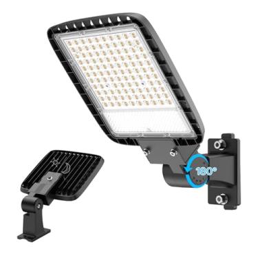 Imagem de lumenfox Luz De Estacionamento Led, Luz De Caixa De Sapato Led De 150 W Com Fotocélula Do Anoitecer Ao Amanhecer, Luz Do Dia De 5000 K, Ip65 À Prova D'Água, Suporte De Braço Ajustável, Ca 120 V, Luz