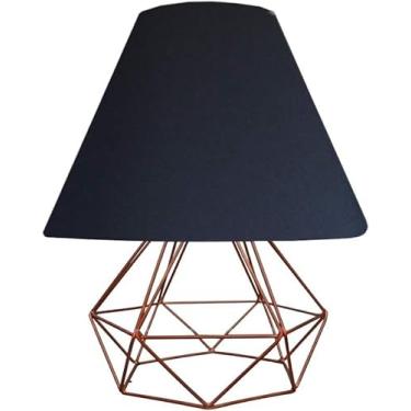 Imagem de Luminaria Abajur Aramado Pequeno Moderno Ideal para Sala, Leitura no Quarto, cabeceira de cama (Cobre - Preto)
