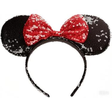Imagem de OBUY Orelhas de Mickey vermelhas, orelhas de Minnie Mouse, orelhas vermelhas adultas, orelhas de rato, orelhas de Minnie, orelhas de minnie, orelhas de arco-íris, orelhas brilhantes de minnie, orelhas de mouse