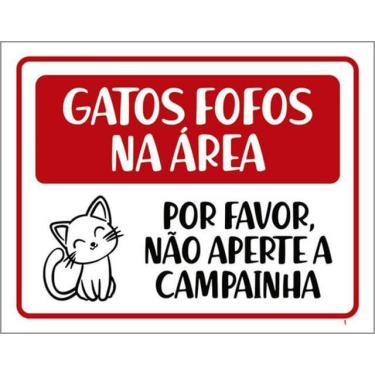 Imagem de Kit 3 Placas Sinalização - Gatos Fofos Não Aperte Campainha
