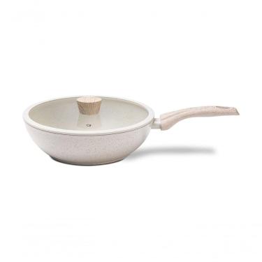Imagem de Wok Com Tampa Brinox Antiaderente Ceramic Life Sirius 28 Cm 3,4 L Com Indução Vanilla V...