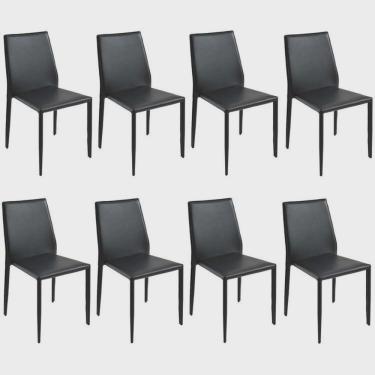 Imagem de Kit com 8 Cadeiras de Jantar Amanda Pvc Preto