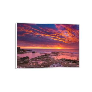 Imagem de MUHJDYC Pintura de paisagem arte em tela de parede quadro branco impressões em tela - imagem moderna para sala de estar quarto casa decoração de parede pronto para pendurar - paisagem marítima lindo