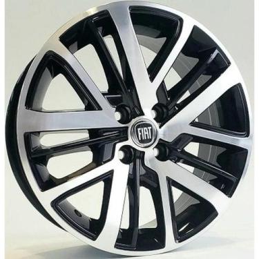 Imagem de Kit 4 Rodas 15x6 4x98 Strada Volcano Preta Diamantada Krmai S27