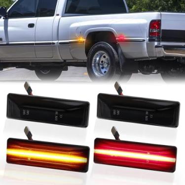 Imagem de DERMOKA Luzes de LED Dually Bed Fender Side Marker para Dodge Ram 2500 3500 1994-2002 Lâmpadas de Marcador de Roda Traseira Dupla Lente Fumada (Vermelho Âmbar)