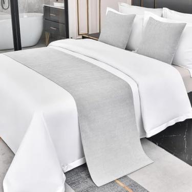 Imagem de Cachecol de corredor de cama de hotel cor sólida simples manta de cama de alta qualidade cobertor de proteção de cama toalha de cama de luxo - cinza ||King 19,7 x 102,3