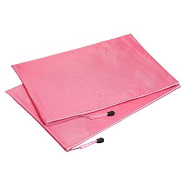 Imagem de PATIKIL Sacos de arquivo impermeáveis com zíper pacote com 2 pastas de armazenamento de documentos B4 bolsa de lápis para viagens de escritório, rosa