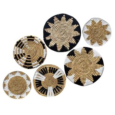 Imagem de Conjunto de 6 cestos de vime boho para decoração de parede | Grande casa de fazenda rústica boêmia arte Baket para decoração de casa, quarto, sala de estar, cozinha (decoração de arte, 6)