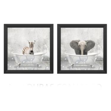 Imagem de kit 2 quadros - banheiro, toalete, lavabo - PETS molduras em madeira, sem vidros - escolha sua opção. (kit 11, Pretas)