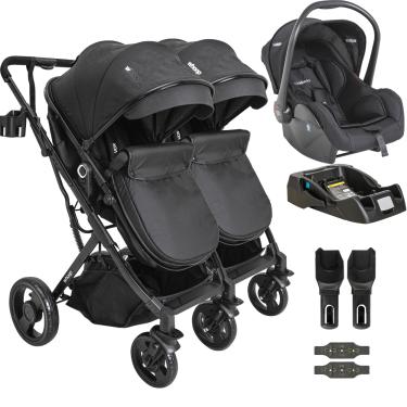 Imagem de Carrinho Kiddo para Gemeos com Bebe Conforto Base Vox II Preto