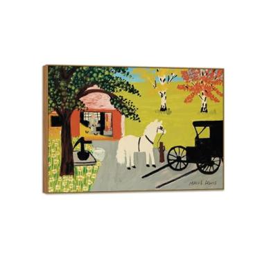Imagem de Maud Lewis Famosa Pintura-Impressões em Tela Reprodução-Quadro Sala de Estar(Blacksmith Shop) 50x70cm-19x27in Moldura de Wooden