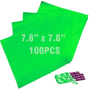 Imagem de Dootafy Papel De Embrulho Para Barra Chocolate 7,8 X Pol., 100 Unidades, Grande, Alumínio Verde Proteína E Energia