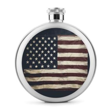 Imagem de Cantil de aço inoxidável, com impressão da bandeira americana, cantil, garrafa de viagem, portátil, garrafa de licor portátil