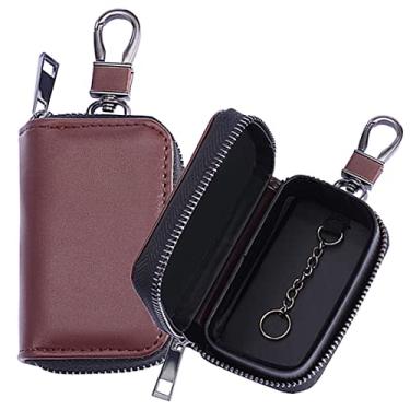 Imagem de AtfArt Pacote Com 2 Capas Protetoras Antirroubo Para Chaves De Carro Faraday Cage, Bolsa Supressão Sinal, Couro Marrom, Antirroubo, Isolante (2 Peças - Marrom)