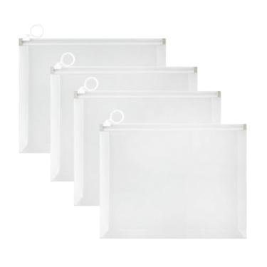 Imagem de Croshuki Envelope de plástico transparente, 4 peças, 18 x 23 cm, cupom de recibo de dinheiro, selos, estojo com zíper, organizador de cartão