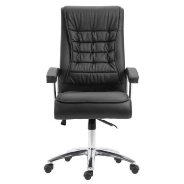 Imagem de Cadeira Giratória NR-17 Califórnia Fratini Revestida em Poliuretano Preto Base Rodizio Cromado