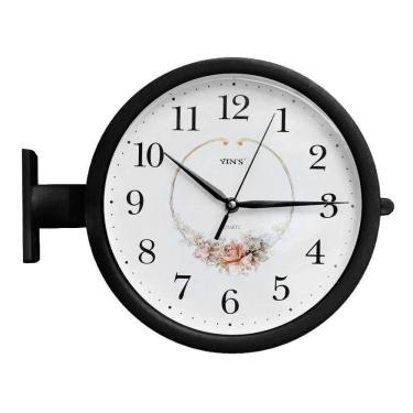 Imagem de Relógio Dupla Face De Parede Estação Preto Floreal