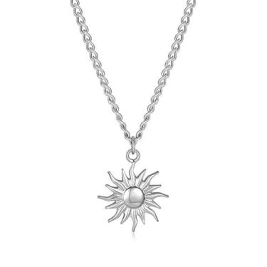 Imagem de Colar de sol dourado masculino com pingente de surfista, colar delicado de aço inoxidável, joias modernas de verão, presentes, Large, Aço inoxidável, Sem Pedra Preciosa