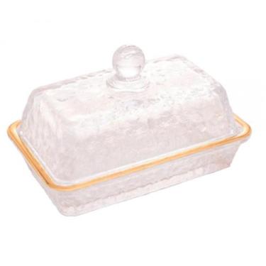 Imagem de Manteigueira Cristal Fio De Ouro Com Tampa Petra 17cm - Lyor