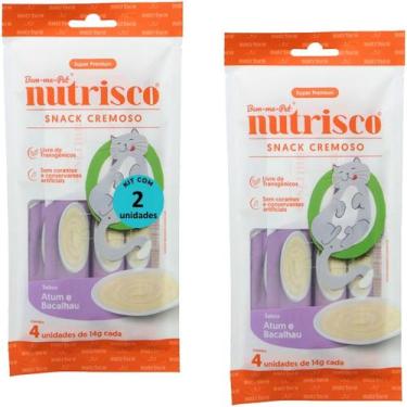 Imagem de Snack cremoso nutrisco gatos 14g atum e bacalhau com 4 un - kit com 2