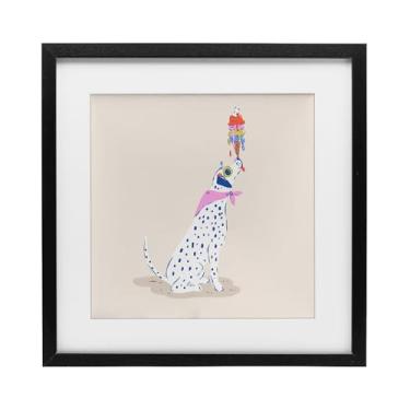 Imagem de Stupell Industries Impressão emoldurada preta dálmata e sorvete pingando sob vidro por Krissy Mast, 40,6 x 40,6 cm