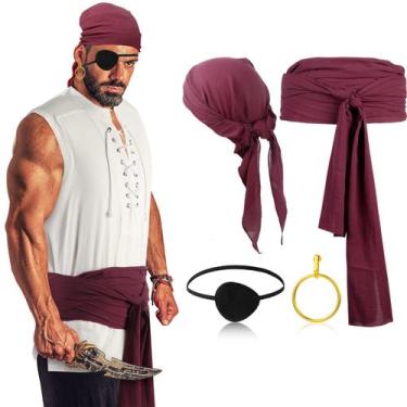 Imagem de Fantasia pirata Boyiee, 5 peças para festa de Halloween para homens ad