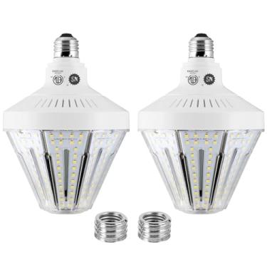 Imagem de Lâmpadas LED de milho equivalentes a 600 W, lâmpada de milho LED de 60 W 9000 lúmens, lâmpada branca de luz do dia 5000K, base E26 média/E39, pacote com 2 luzes de área grande para iluminação externa