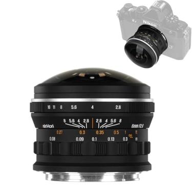 Imagem de AstrHori Lente de câmera de quadro completo F2.8 de 6 mm, lente olho de peixe ultra ampla de 220°, distância mínima de foco de 0,8 cm, suporta câmeras de até 61 MP compatíveis com suporte Nikon Z