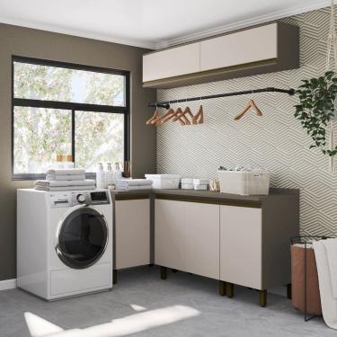 Imagem de Lavanderia Modulada 5 Peças com Tampo Aurora Espresso Móveis Duna/Cristal
