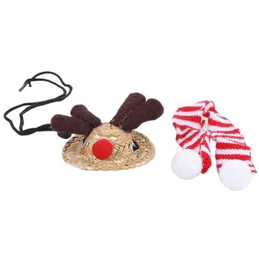 Imagem de Pssopp Conjunto de chapéu de Papai Noel de lagarto réptil com lenço, fofo, macio, tamanho ajustável, fantasia de Natal, conjunto de roupas para hamster de répteis lagarto (P 1L)