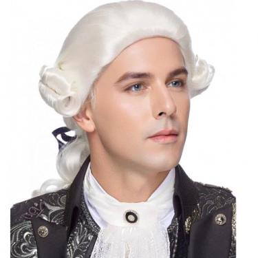 Imagem de Peruca Traqur Judge Colonial para homens, fantasia branca de Halloween