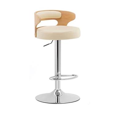 Imagem de GRFIT Cadeira de bar, cadeira de bar, pode levantar cadeira alta, pode girar cadeira de bar cadeira de lazer com encosto bancos de bar ajustáveis (cor: R)