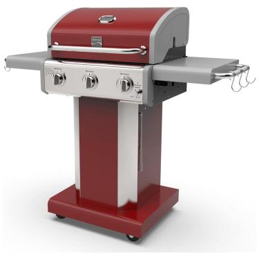 Imagem de Churrasqueira a Gás 30.000 BTU com 3 Queimadores e Mesas Laterais em Aço Inoxidável, KENMORE PG A4030400LD RD, Vermelho