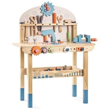 Imagem de Oficina Educativa Infantil ROBUD em Madeira para Crianças, Bancada de Ferramentas de Construção, Brinquedo Colorido