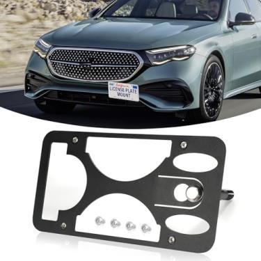 Imagem de Suporte de montagem de placa de carro para para-choque dianteiro compatível com Mercedes-Benz E-Class Base 2024-2025, sem suporte de placa de perfuração, molduras de substituição com kit de acessórios